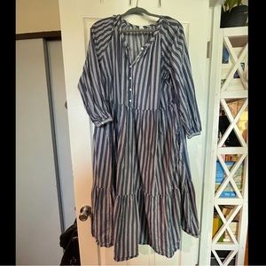 Blue & white striped prairie dress